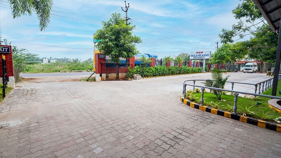 Entrance of MGM Vailankanni Residency with its name mentioned on the board